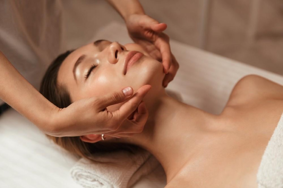 A facial treatment in progress